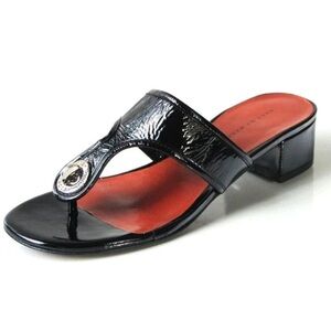 Marc by Marc Jacobs Black Patent Leather Sandals Size 36 US 6 Thong Slides